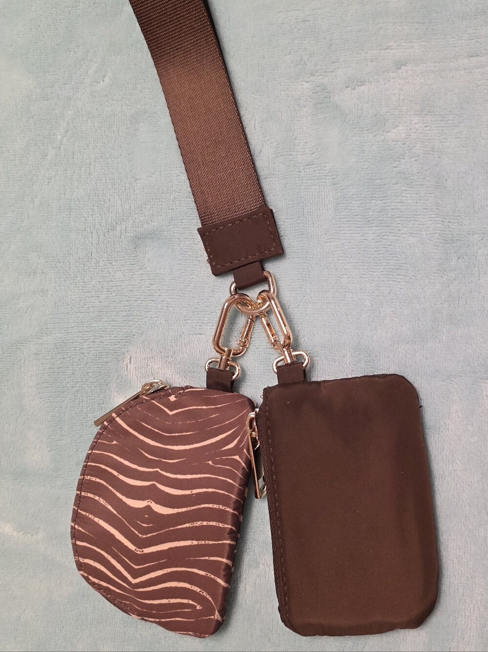 5/$20 Studio NYC Brown Double-Pouch with Animal Print Patterned